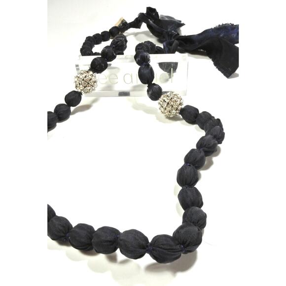 Neiman Marcus Lee Angel Black Silk Bauble Knot Fireball Tie Necklace NWT 350 - Picture 10 of 12